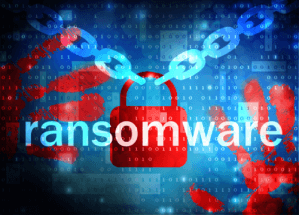 graphic with the word "ransomware"