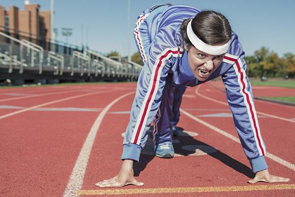 woman at starting line of footrace